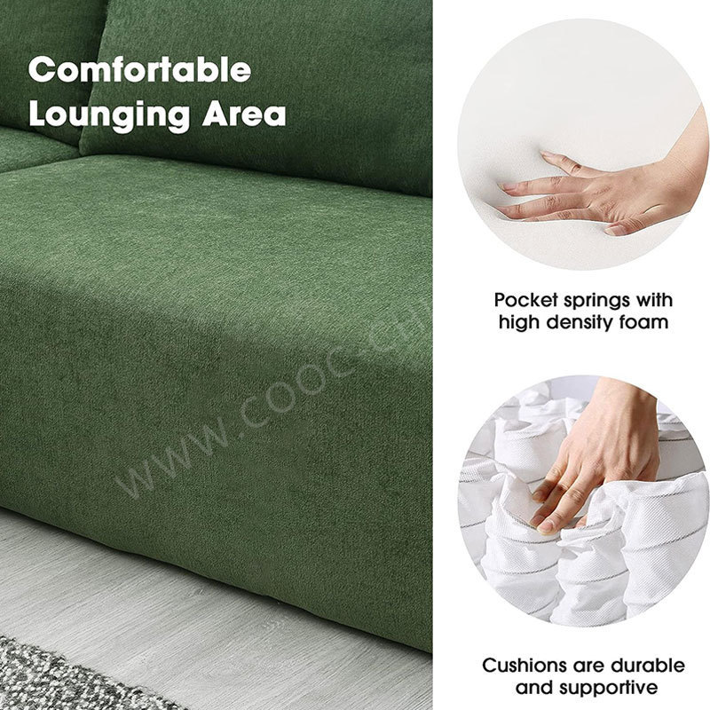 Modern Living Room Furniture Velvet Fabric Floor Sectional Couch Vacuum Packed Compressed Chaise Lounge Sofa for Home