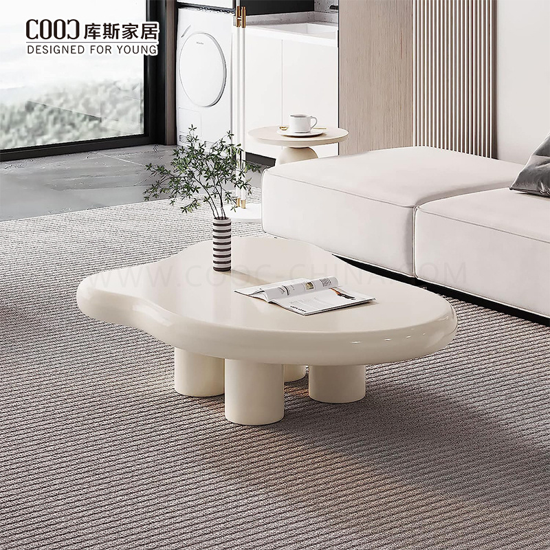 MDF Wooden Modern Living Room White Small Nordic Centre Tea Table Cloud Coffee Table