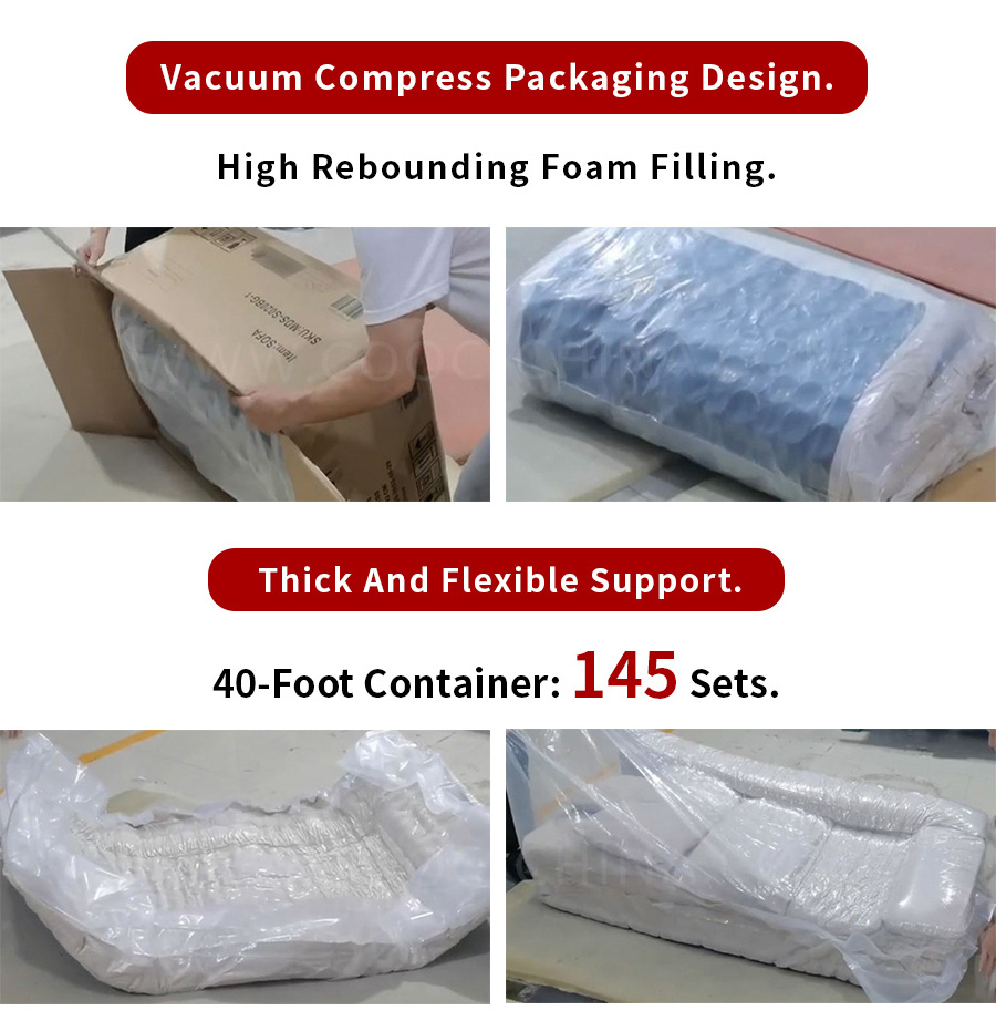 Vacuum Packing Modern Fabric Design 3 Seater Sectional Compressed Sofa Set Living Room Furniture For Home