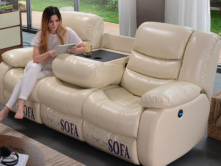 Factory Provided Coffee Double  de cuero luxury sofa commercial PU/leather function sofa cinema  USB theatre recliner sofa