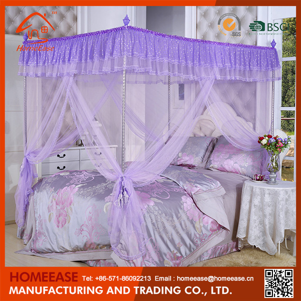 Good quality best-selling 4 poster 100% Polyester bed canopy mosquito net for Adult/kids/children