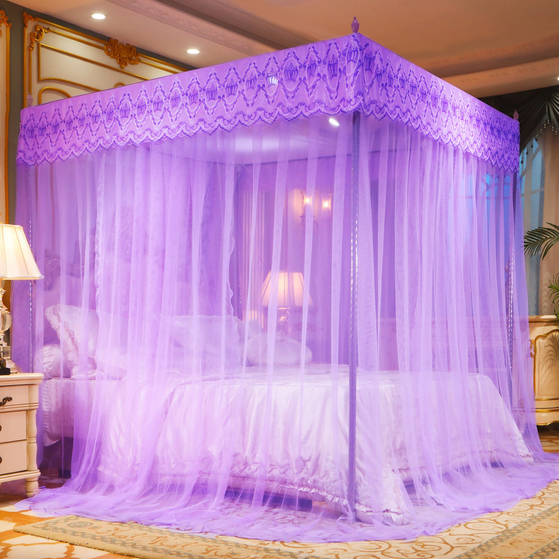 New Design Princess Style Beautiful Lace Canopy Mesh Indoor Home Decoration Net King Queen Size Bed Square Shape Mosquito Net