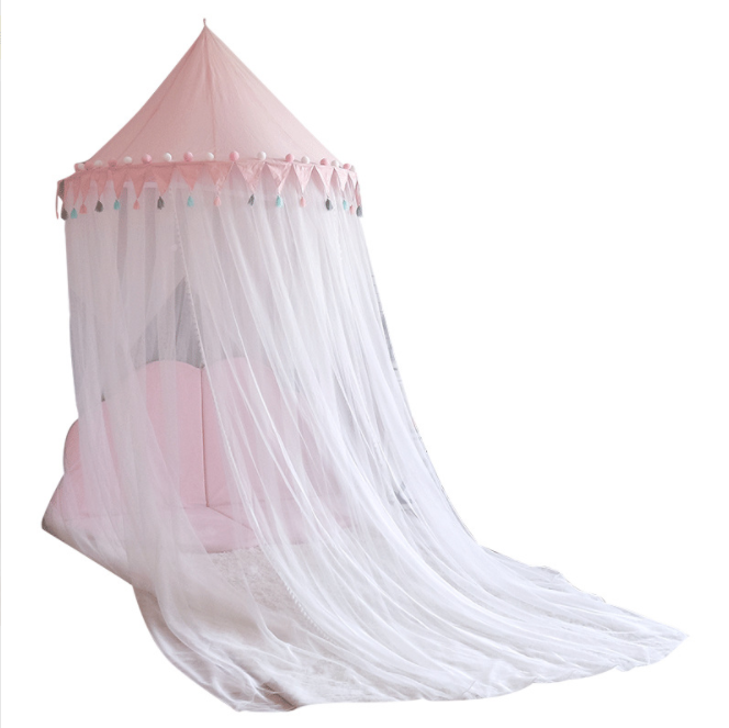 Cute Pink Round Baby Bed With Mosquito Net Hanging Tent Baby Mosquito Net