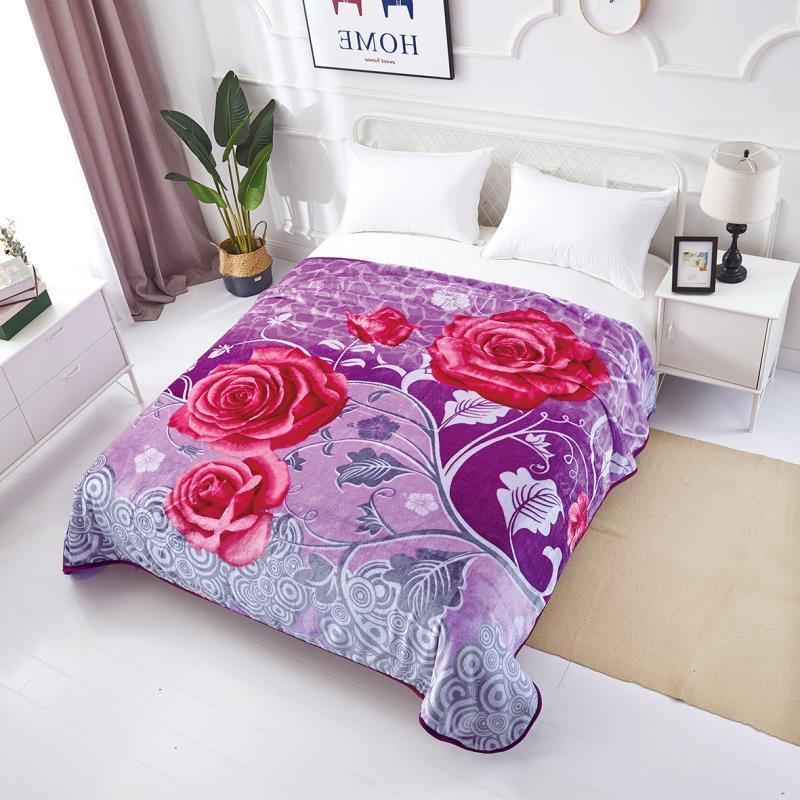 Super Soft Raschel Blanket Floral Quilt Blanket Winter Mink Blanket for Bedroom Living Room