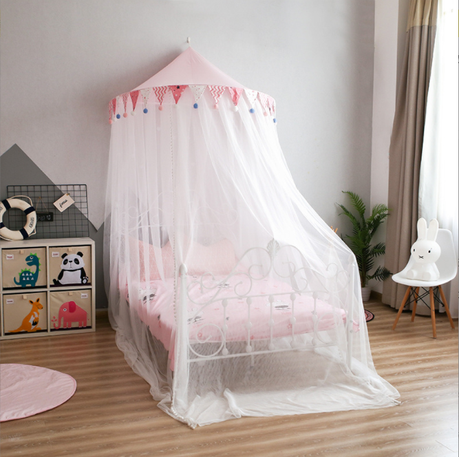 Cute Pink Round Baby Bed With Mosquito Net Hanging Tent Baby Mosquito Net