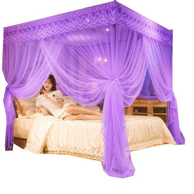 New Design Princess Style Beautiful Lace Canopy Mesh Indoor Home Decoration Net King Queen Size Bed Square Shape Mosquito Net