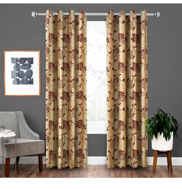 Luxury Floral Printed Pelmet Curtain Turkish Curtain For The Living Room