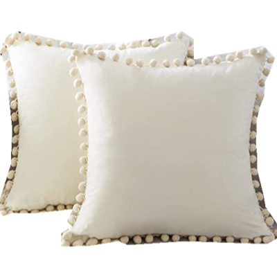 Cream Decorative Throw Pillow Covers 22 x 22 Inch Soft Solid Velvet Cushion Covers for Couch Sofa Bed