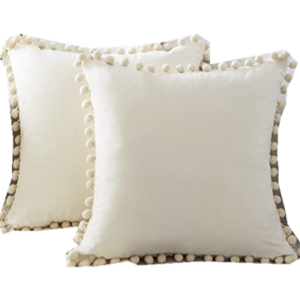 Cream Decorative Throw Pillow Covers 22 x 22 Inch Soft Solid Velvet Cushion Covers for Couch Sofa Bed