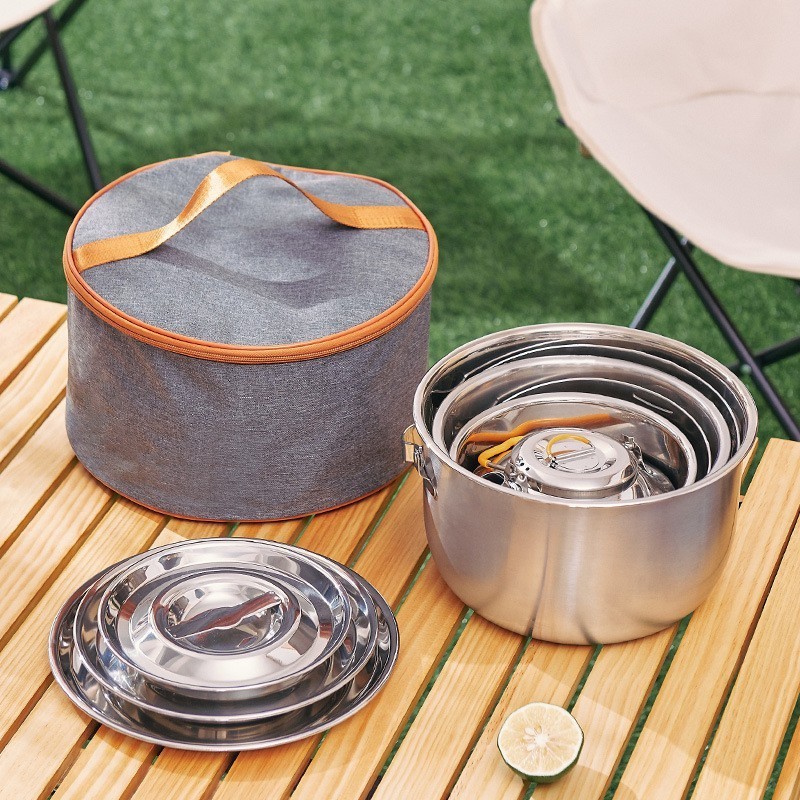 portable kettle tableware set stainless steel pot camping pot set