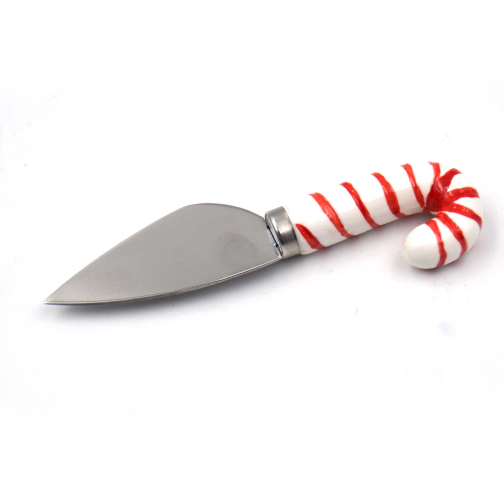 Custom 3D Ceramic Cheese knife, Stainless Steel Ceramic Short Christmas element Handle Ceramic butter Spreaders