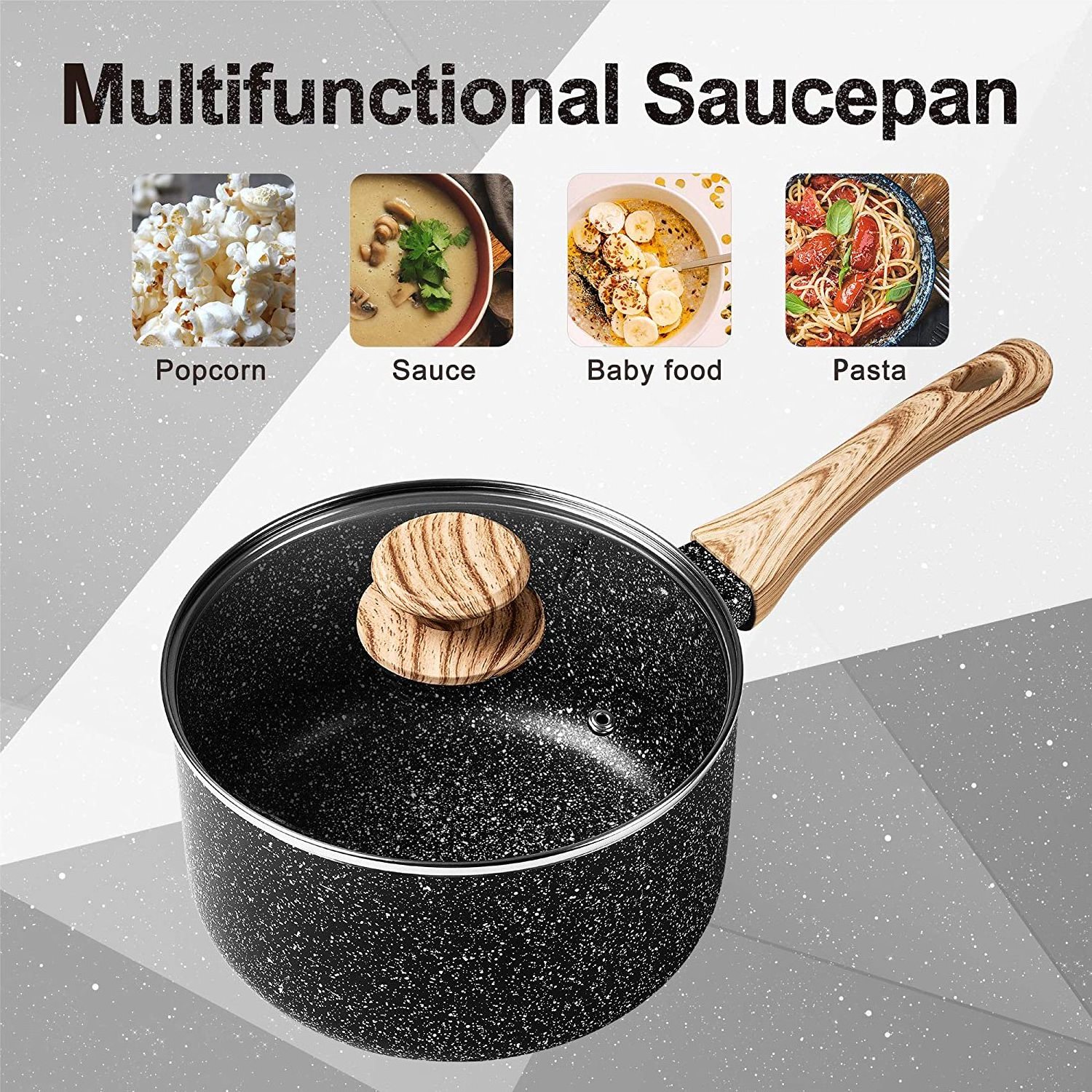 1.5 Quart Saucepan with Lid, Small Nonstick Sauce Pot with Lid, Cooking Sauce Pan with Pour Spout