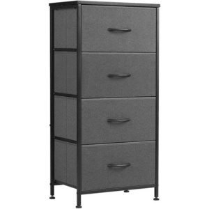 4 Fabric Drawers Dresser Organizer Cabinet with Metal Handles Dresser Storage Tower