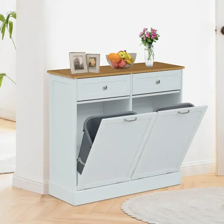 smart trash can Ample Space & Hidden Design Tilt out style wooden kitchen trash cabinet