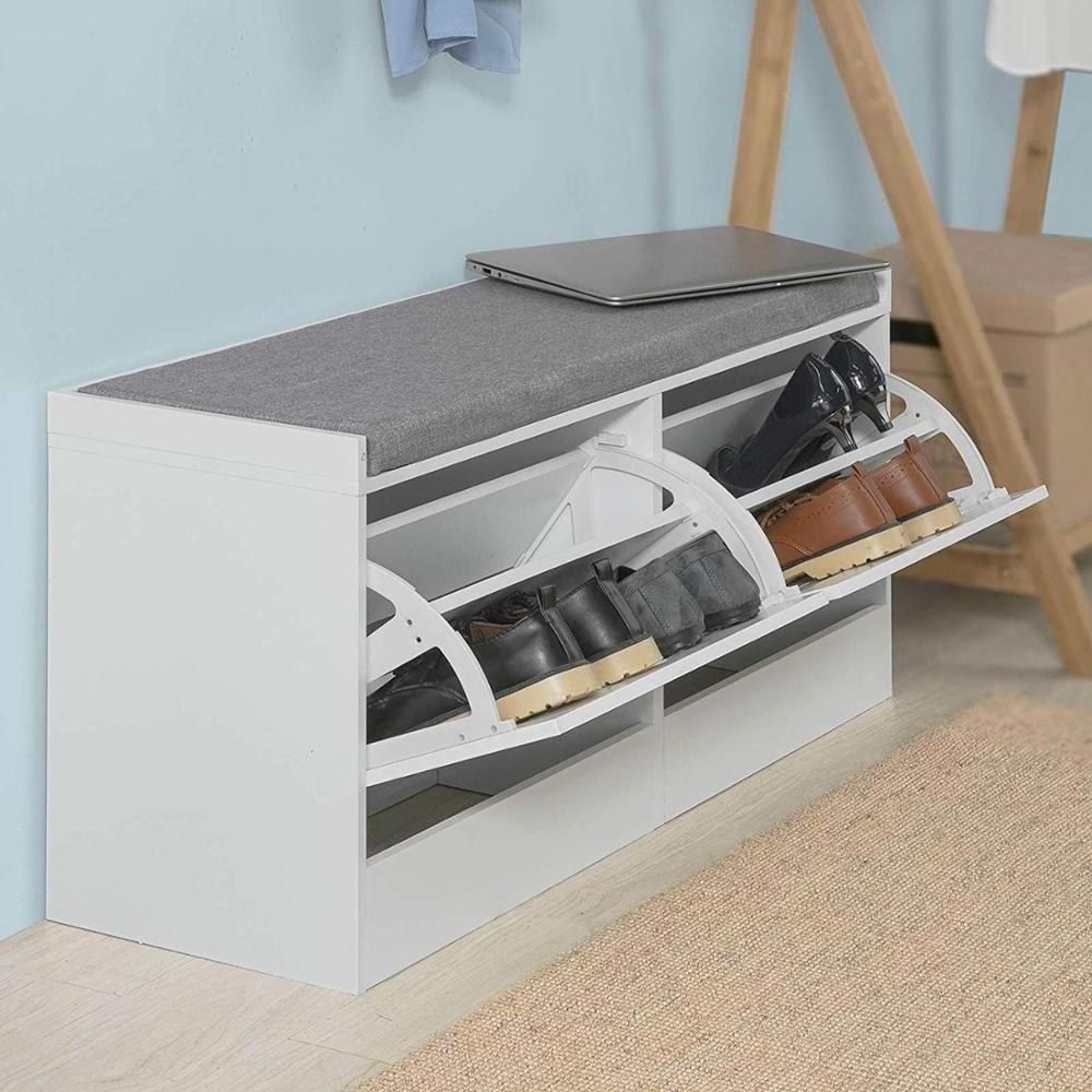 with Flip-drawer and Seat Cushion Hallway Shoe Rack Cabinet Bench