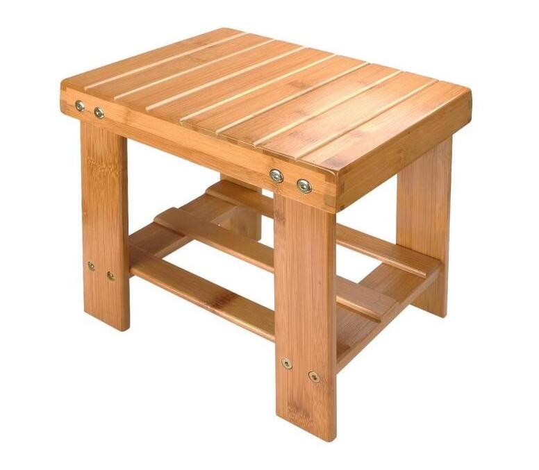 Bamboo Step Stool bathroom Foot Stool for Mudroom Foyer Entryway Shoe Bench