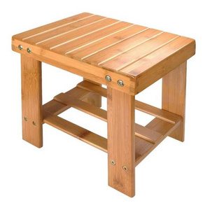 Bamboo Step Stool bathroom Foot Stool for Mudroom Foyer Entryway Shoe Bench