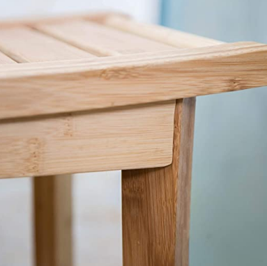 Bamboo Shower Bench Seat Foot Stool,Bathroom Storage Shelf 2 tier Bath Bench