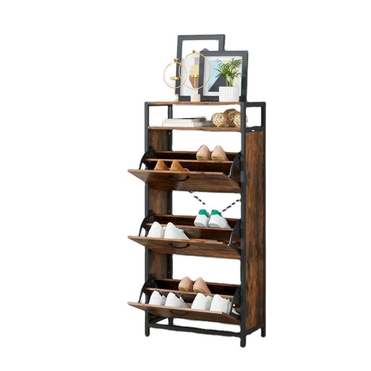 Thin Shoe Cabinet Storage with Flip Doors Takes up Little space and Shelf on Top Shoe Rack Cabinet Hallways Shoe Storage Cabinet