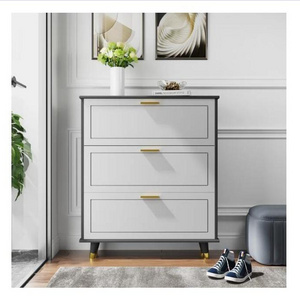 Modern Narrow White Shoe Cabinet with 3 Flip-Drawers Freestanding Shoe Rack Organizer