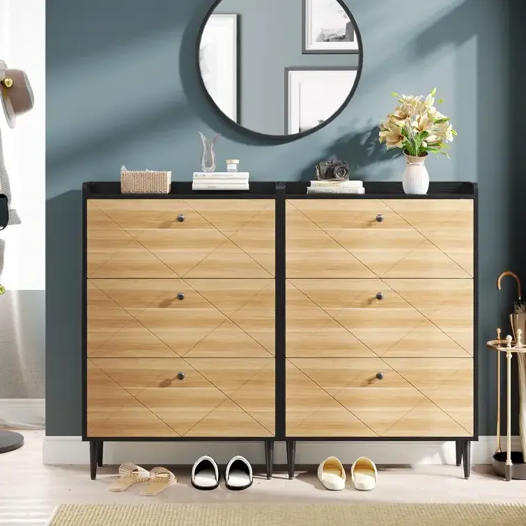 24 Pair Shoe Storage Cabinet Featuring a classic design and ample storage space Stylish cabinet shoe rack