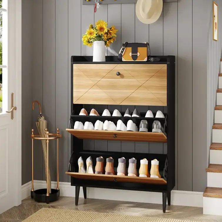 24 Pair Shoe Storage Cabinet Featuring a classic design and ample storage space Stylish cabinet shoe rack