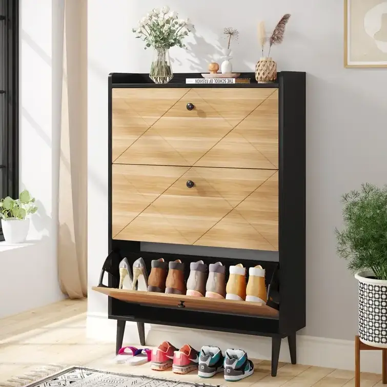 24 Pair Shoe Storage Cabinet Featuring a classic design and ample storage space Stylish cabinet shoe rack