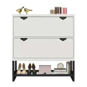 Shoe Cabinet with 2 Flip Drawers Space Saving or Entryway, Small Space, Hallway Sturdy Wooden Shoe Rack Cabinet