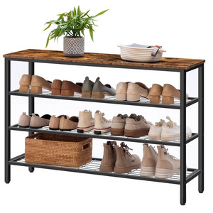 4-Tier Storage Tower Organizer for Closet Entryway Small Shoe Rack Table with Durable Metal Shelves