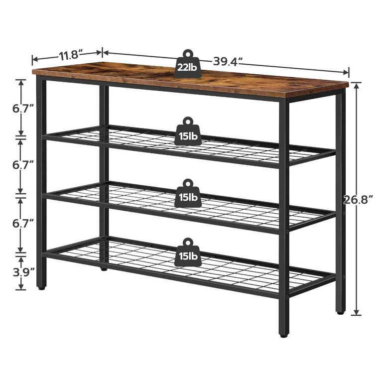 4-Tier Storage Tower Organizer for Closet Entryway Small Shoe Rack Table with Durable Metal Shelves