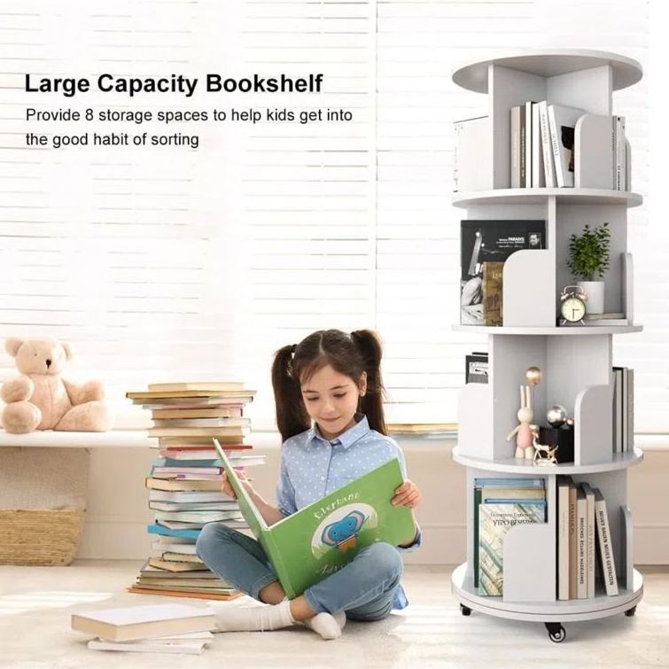 Wholesale Round Space Saving Corner Revolving Spinning Bookcase Rotating  bookshelf