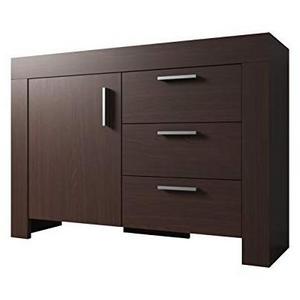 Modern Wenge Dark Oak sideboard Kitchen Storage Cabinet with 1 Door and 3 Drawers for living room dining room