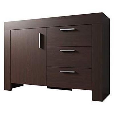 Modern Wenge Dark Oak sideboard Kitchen Storage Cabinet with 1 Door and 3 Drawers for living room dining room