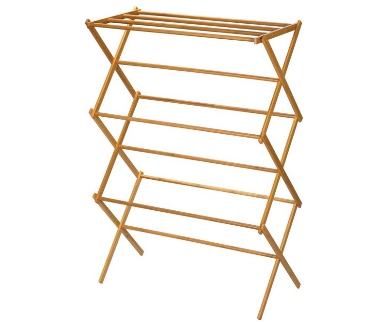 Folding Tall Wooden Clothes Drying Rack Bamboo Wooden clothes drying rack