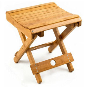 100% Natural Bamboo shower bench Folding Stool for Shaving bathtub Shower chair  12",Fully Assembled Foot Stool