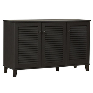 HOMEFIELD Living Room Cabinet Modern Dark Brown Manufactured Wood Shoe Storage Cabinet