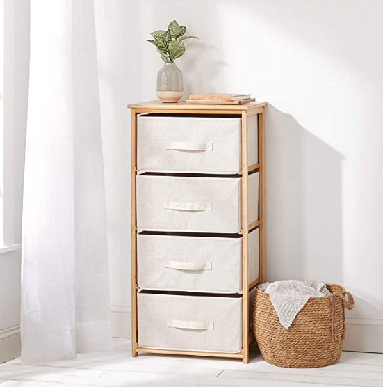 Dresser for Bedroom with 4 Drawers Fabric Storage Dresser with Removable Drawers Organizer Unit Chest of Drawers