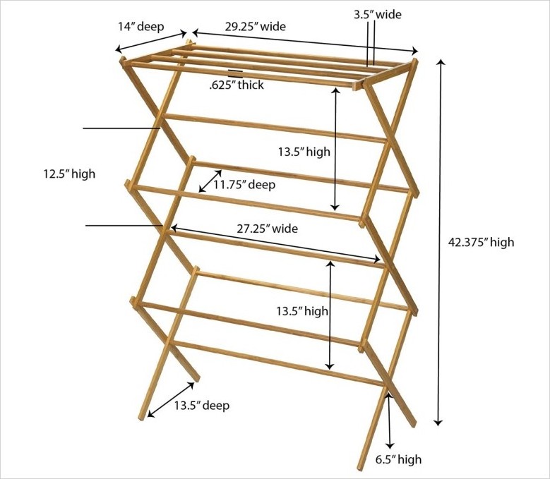 Folding Tall Wooden Clothes Drying Rack Bamboo Wooden clothes drying rack