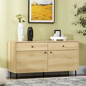 47.24'' Sideboard crafted from engineered wood in a neutral hue and a rectangular silhouette kitchen storage cabinet