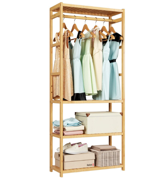 Garment Rack Clothing rack, Heavy Duty Coat Hanging Rack with 3 Tier Storage Shelves,modern coat rack wood entryway