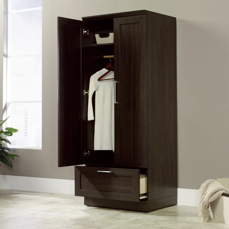 Modern Simple Minimalist Simple Silhouette Low-Key Design Meet Multiple Storage Needs Two Door Wooden Wardrobe