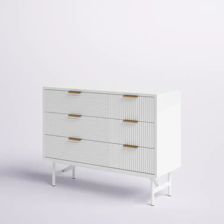 White Dresser for Bedroom, 6 Drawer Double Dresser with Deep Drawers and Metal Handles, Wood Dressers