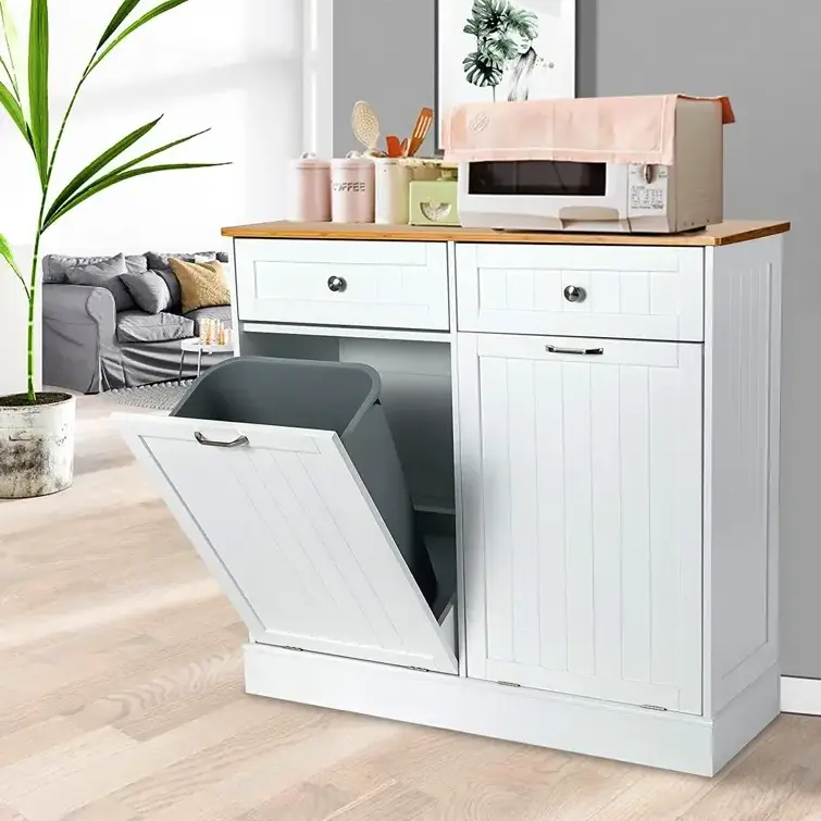 smart trash can Ample Space & Hidden Design Tilt out style wooden kitchen trash cabinet