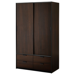 MDF Wooden Wardrobe with  sliding doors/4 drawers, dark brown goodvalue