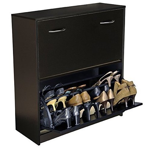 2019 Top Sales New Product Double Shoe Cabinet Rack- Black shoe rack cabinet