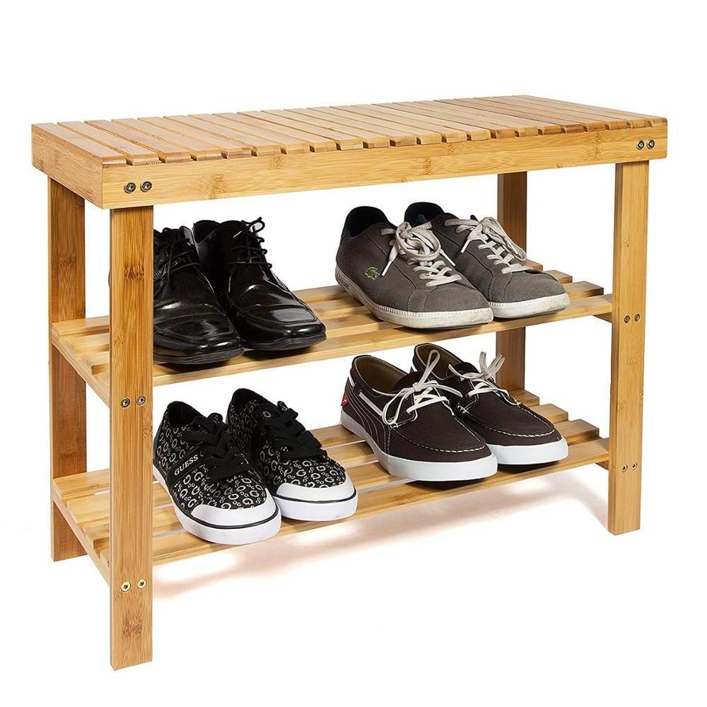 ideal 3 shelves bamboo shoe cabinet Storage  bench rack for hall, bathroom, living room, hallway