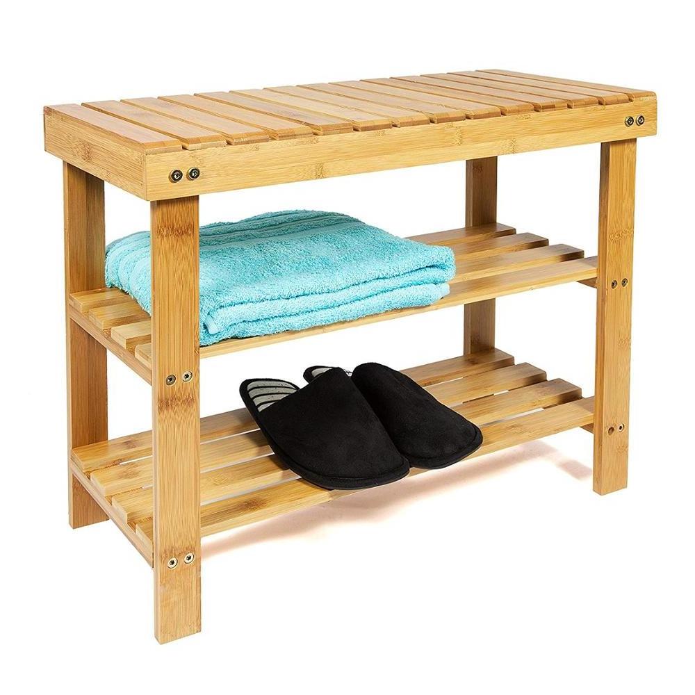 ideal 3 shelves bamboo shoe cabinet Storage  bench rack for hall, bathroom, living room, hallway