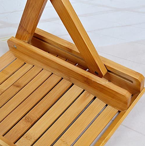 100% Natural Bamboo shower bench Folding Stool for Shaving bathtub Shower chair  12