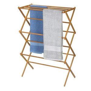 Folding Tall Wooden Clothes Drying Rack Bamboo Wooden clothes drying rack