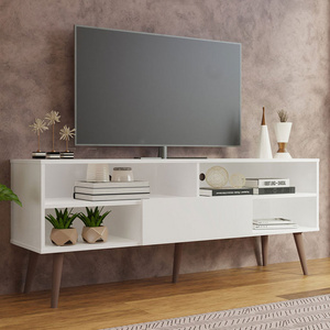 Living Room Furniture TV Stands Classic Game Video Console Table with Flip Drawers White TV Cabinets OEM Accepted